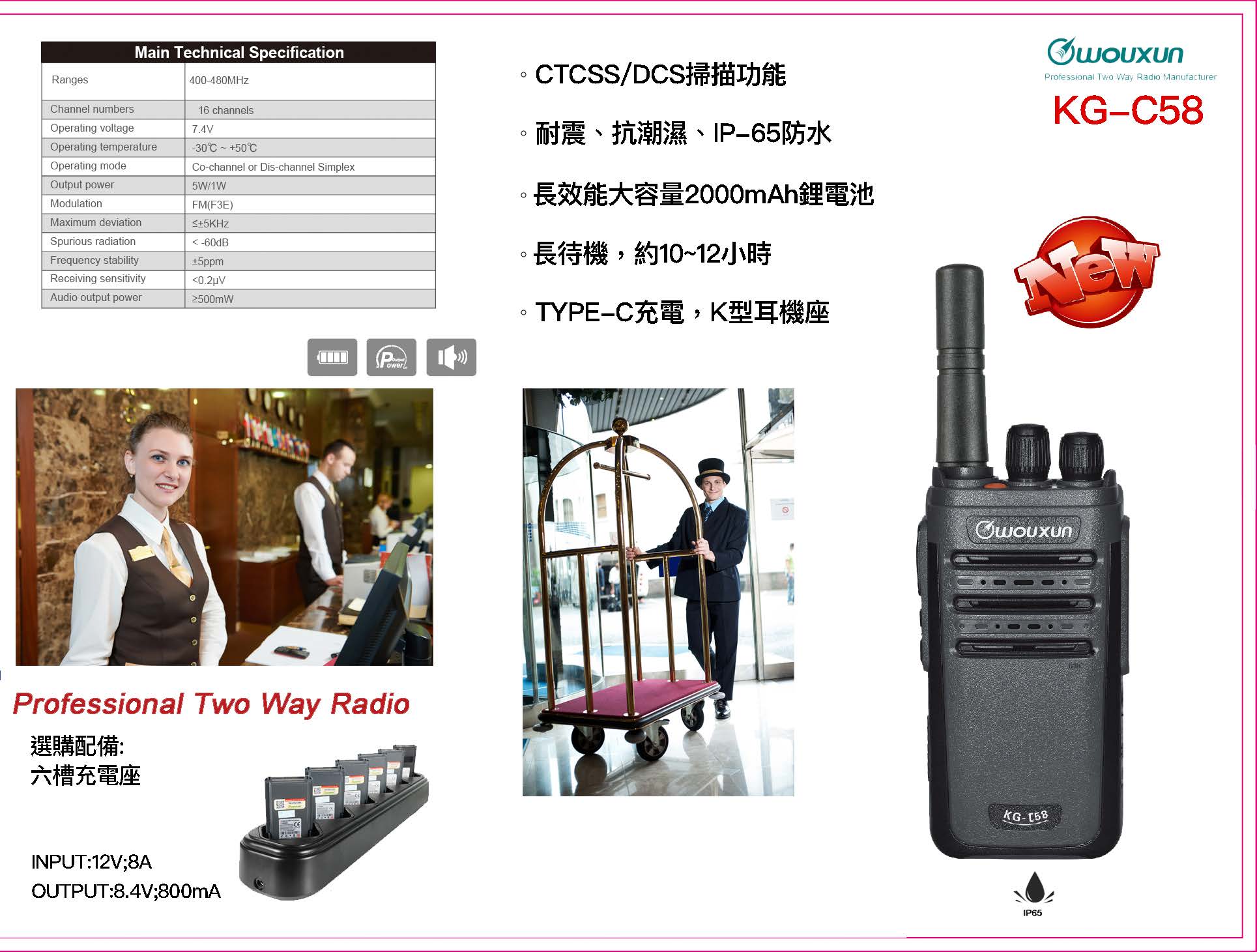 商用無線電對講機 KG-C58 FRS免執照